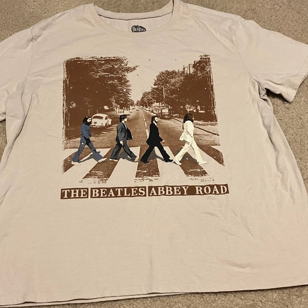 The Beatles Black Logo on Cream Shirt